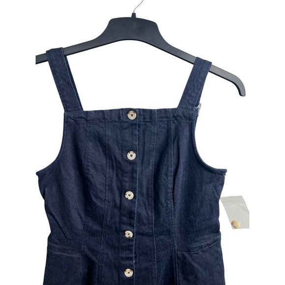 Free People Gimme More Denim Button-Front Mini Dress Adjustable Straps Medium - Picture 8 of 15